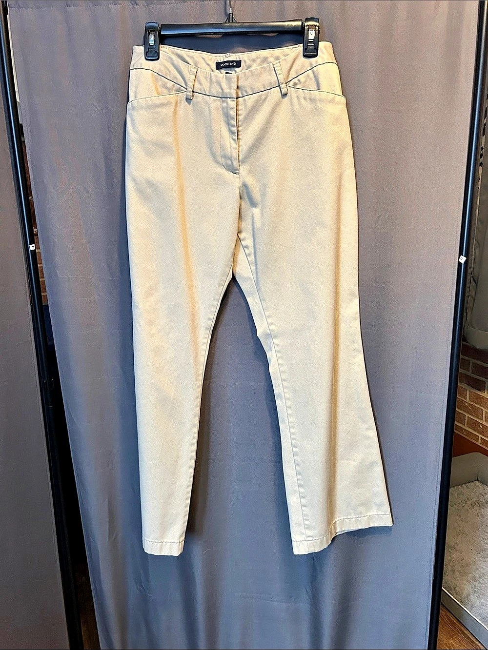 Lands' End Straight Leg Cotton Pants in Cream Size 6 Like New